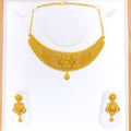 Decadent Floral 22K Gold Choker Necklace Set 