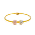 Checkered Multi Colored 22k Gold Bangle Bracelet