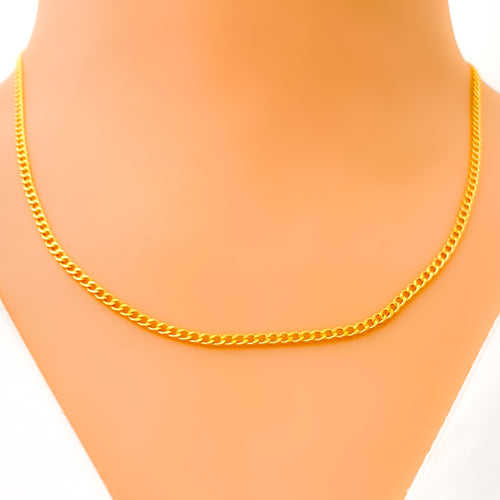 Lightweight Slender Curb Link 22K Gold Chain 