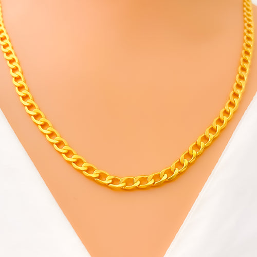 Hollow Elongated Curb Link 22K Gold Chain