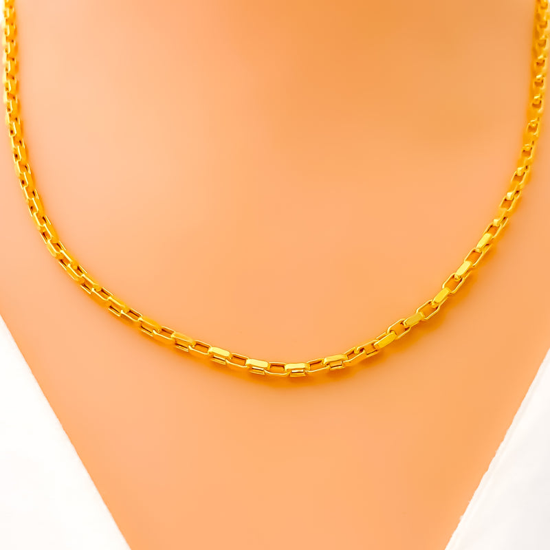 Light Hollow Rectangular Link 22K Gold Chain 