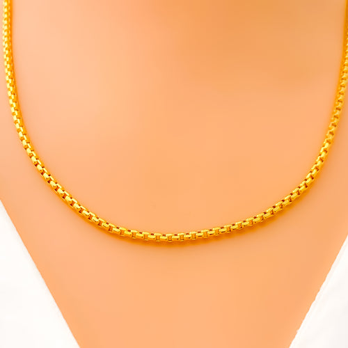 Light Hollow Rounded Box Link 22K Gold Chain 