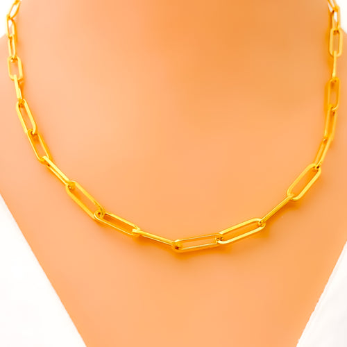 Rectangular Paper Clip Link 22K Gold Chain