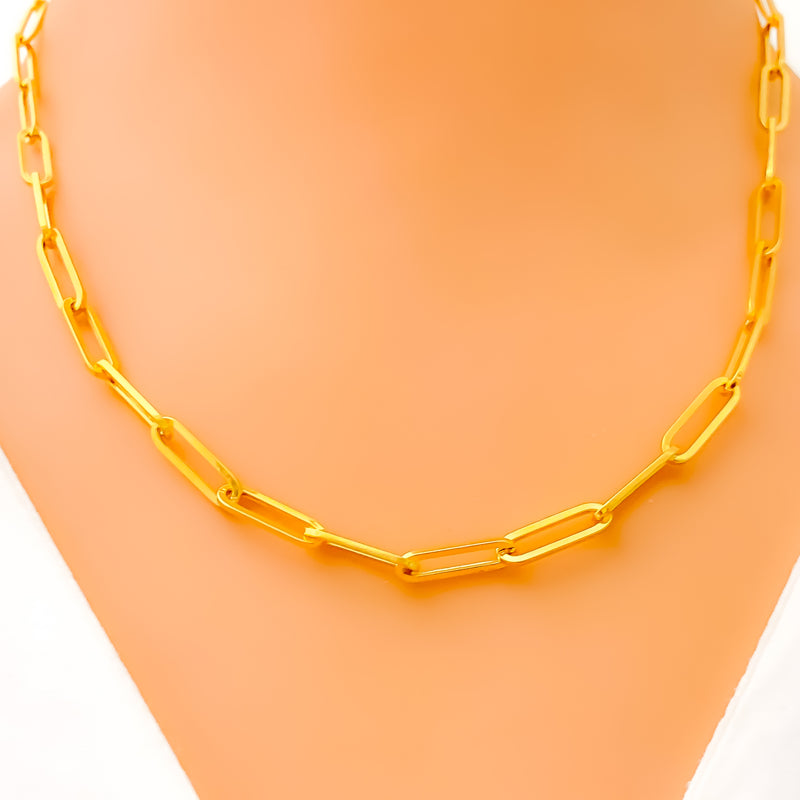 Rectangular Paper Clip Link 22K Gold Chain