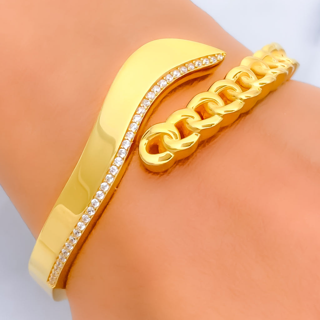Iconic Gorgeous 21k Gold CZ Bangle Bracelet – Andaaz Jewelers