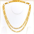 Alternating Hollow Cuban Link 22K Gold Chain