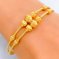 Textured Wavy Orb 22k Gold Bangle Bracelet