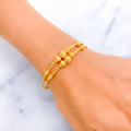 Textured Wavy Orb 22k Gold Bangle Bracelet