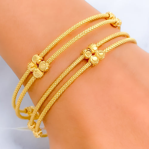 Modish Fancy Orb 22k Gold Bangle Pair 