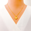 Blooming Dazzle 21k Gold Clover Necklace Set