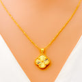 Blooming Dazzle 21k Gold Clover Necklace Set