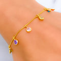 Dangling Dotted 22k Gold CZ Bracelet