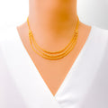 Tasteful Three Layered 22k Gold Necklace Set