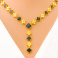 Bold Reflective 21k Gold Clover Necklace Set