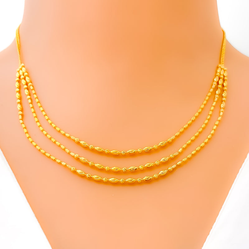 Tasteful Three Layered 22k Gold Necklace Set