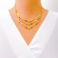 Alternating Leaf Adorned 22k Gold Necklace Set