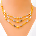 Alternating Leaf Adorned 22k Gold Necklace Set