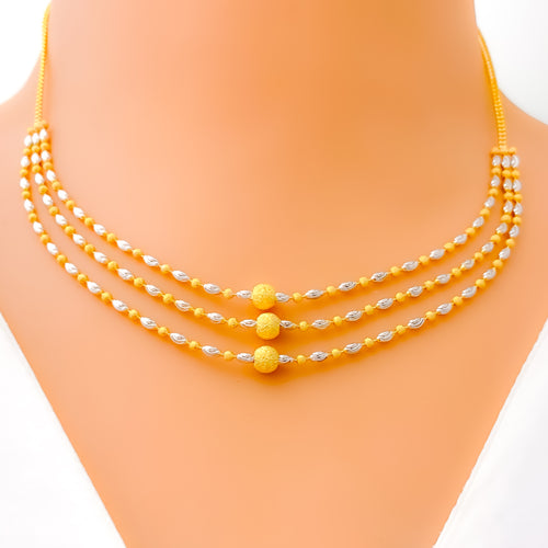 Shimmering Two-Tone 22k Gold Necklace Set