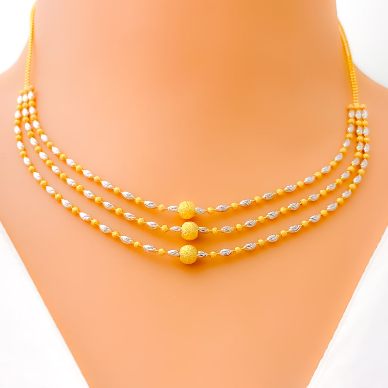Shimmering Two-Tone 22k Gold Necklace Set