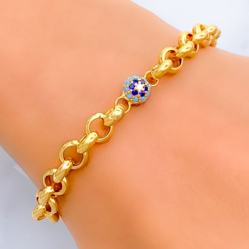 Bold Poised 22k Gold CZ Bracelet