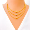 Reflective Sand Finished 22k Gold Necklace Set