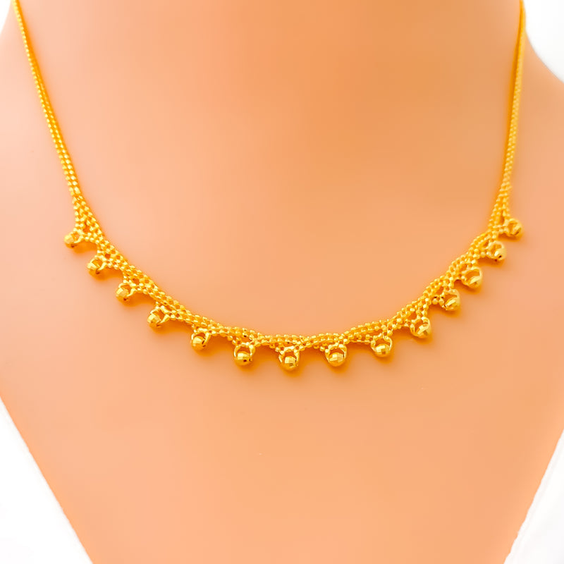 Dainty Dazzling Beadwork 22k Gold Necklace Set