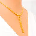 Decorative Dual Halo 22k Gold Necklace Set