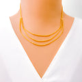 Shimmering Modern 22k Gold Beaded Necklace Set
