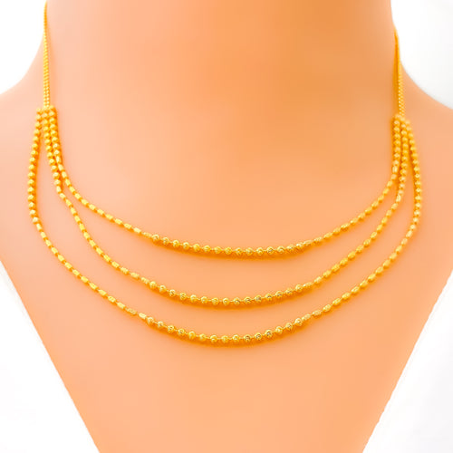 Shimmering Modern 22k Gold Beaded Necklace Set