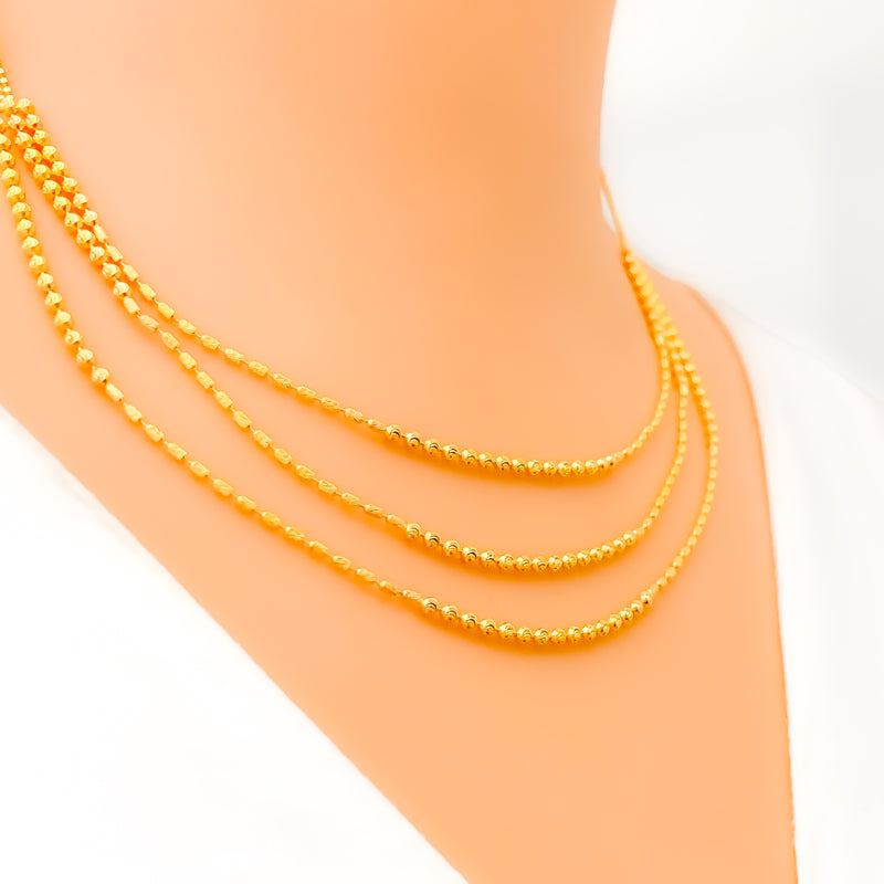Charming Evergreen 22k Gold Beaded Necklace Set
