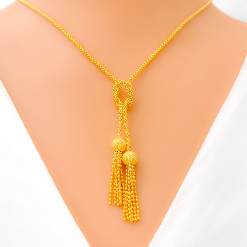 Stunning Love Knot 22k Gold Necklace Set