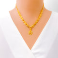 Classic Interlinked Halo 22k Gold Necklace Set