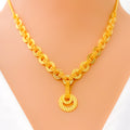 Classic Interlinked Halo 22k Gold Necklace Set