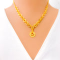 Classic Interlinked Halo 22k Gold Necklace Set