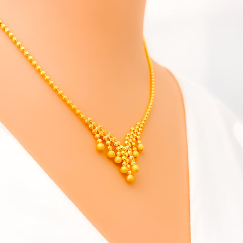 Subtle Glamorous 22k Gold Beaded Necklace Set