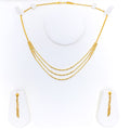Tasteful Three Layered 22k Gold Necklace Set 