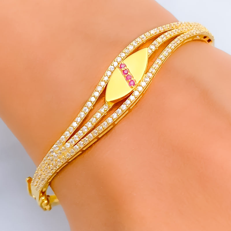 dazzling-glowing-22k-gold-cz-bangle-bracelet