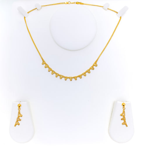Attractive Intricate Beadwork 22k Gold Necklace Set 