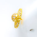 Gorgeous Leaf Accented  22k Gold CZ Earrings