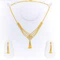 Magnificent Checkered Chain 22k Gold Necklace Set 