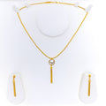 Decorative Dual Halo 22k Gold Necklace Set 