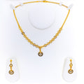 Classic Interlinked Halo 22k Gold Necklace Set 