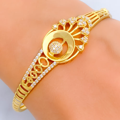 fashionable-detailed-22k-gold-cz-bangle-bracelet