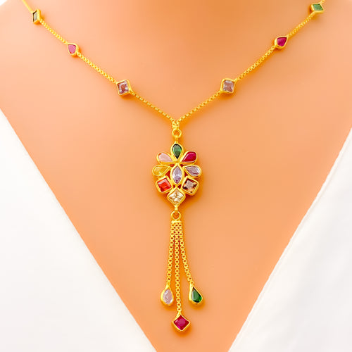 radiant-dangling-22k-gold-cz-mosaic-necklace