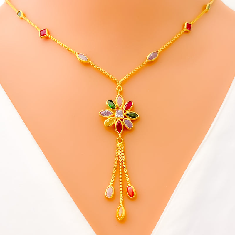 shimmering-flower-22k-gold-cz-mosaic-necklace