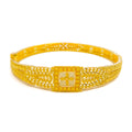 Everlasting Leaf Accented 22k Gold Bangle Bracelet