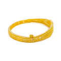 Evergreen Leaf Accented 22k Gold Bangle Bracelet