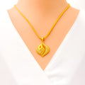 Brilliant Textured 22K Gold Pendant Set