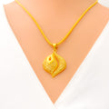 Brilliant Textured 22K Gold Pendant Set