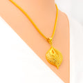 Brilliant Textured 22K Gold Pendant Set
